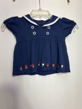Gymboree Navy Tulip Embroidered Set 2T Sailor Top & Pants